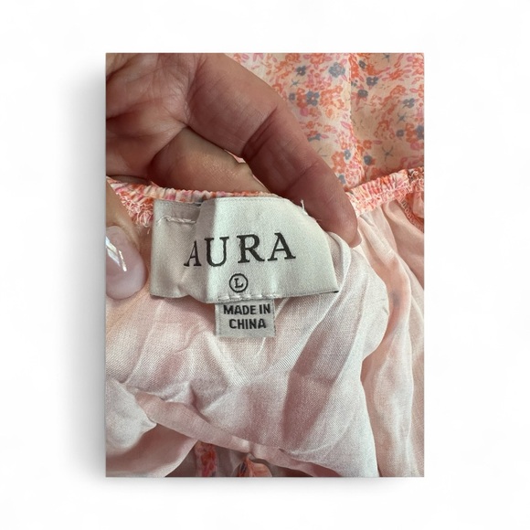 🆕 🌸💛 NWT AURA Pink & Yellow Floral Ruffle Long Sleeve Blouse | Sz L - Picture 6 of 8